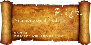 Petrovszky Ádám névjegykártya